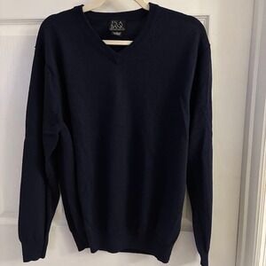 Jos A Bank Executive Collection Men's Sweater Blue Merino Wool Blend V Neck L